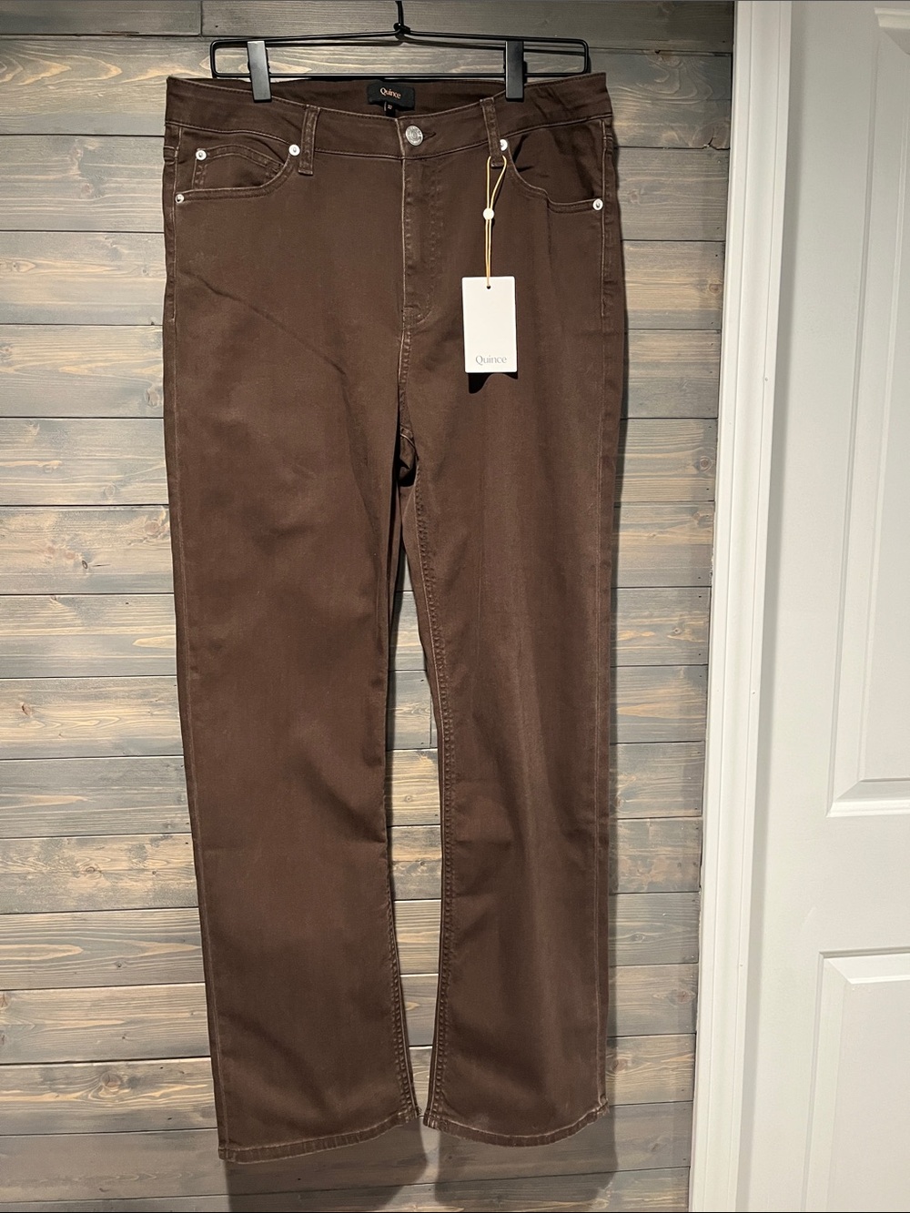 NWT Quince  Straight Jeans in Chocolate Brown 32 x 30